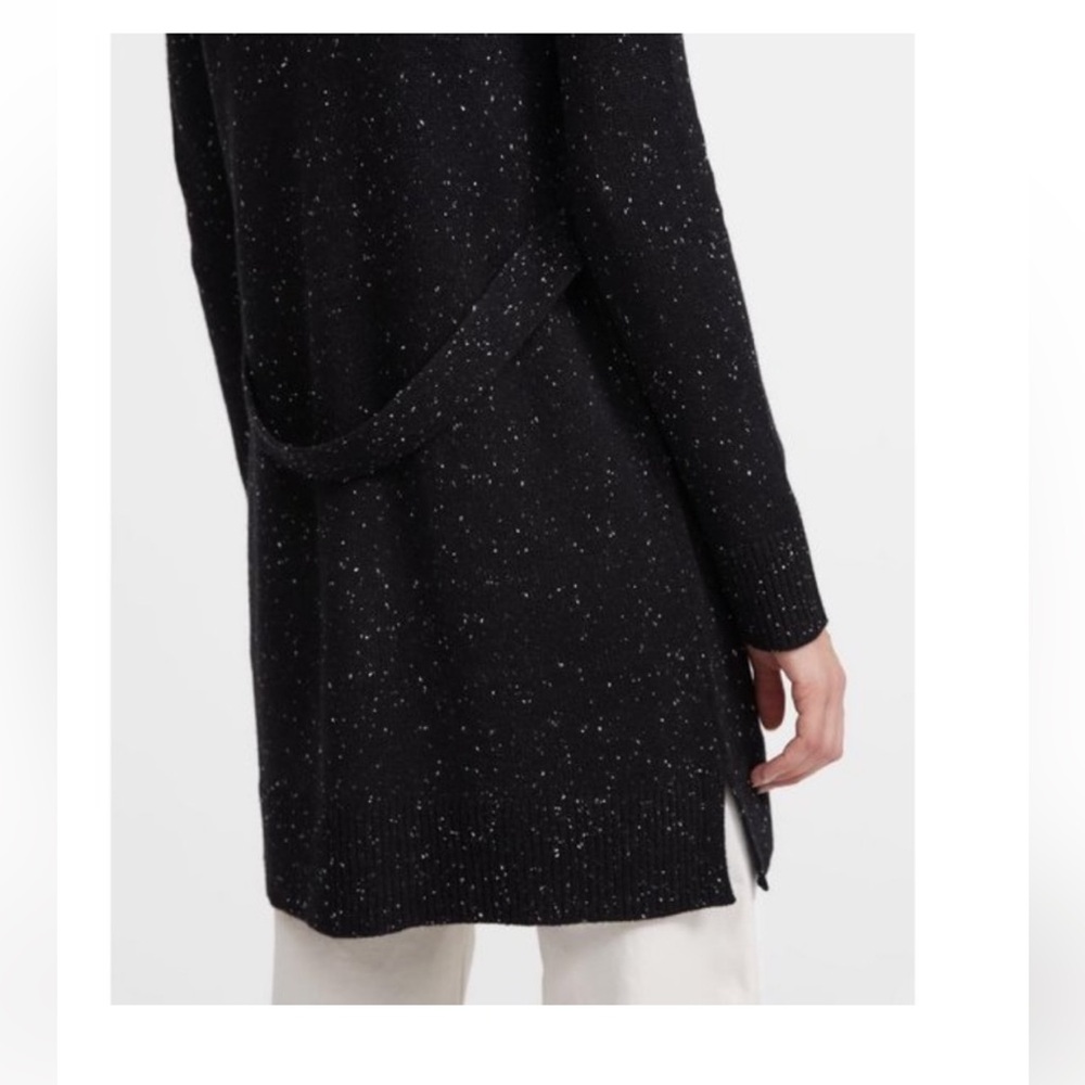 Theory Cashmere Open Front Black Speckled Cardigan. 100% cashmere. Medium.